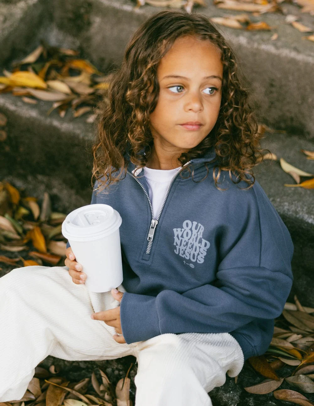 Our World Needs Jesus Kids Half-Zip - Image 4