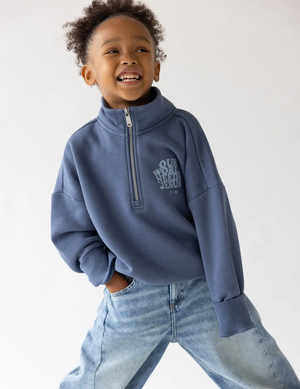 Our World Needs Jesus Kids Half-Zip - Image 6