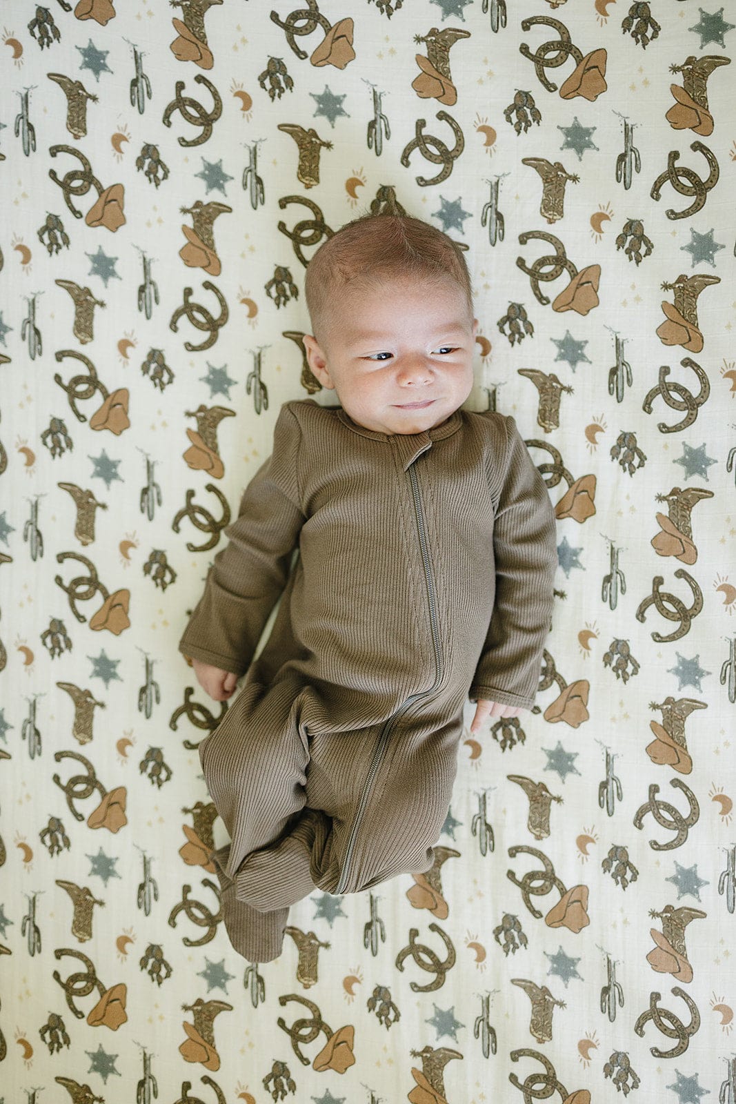 Outlaw Cowboy Muslin Crib Sheet - Image 3