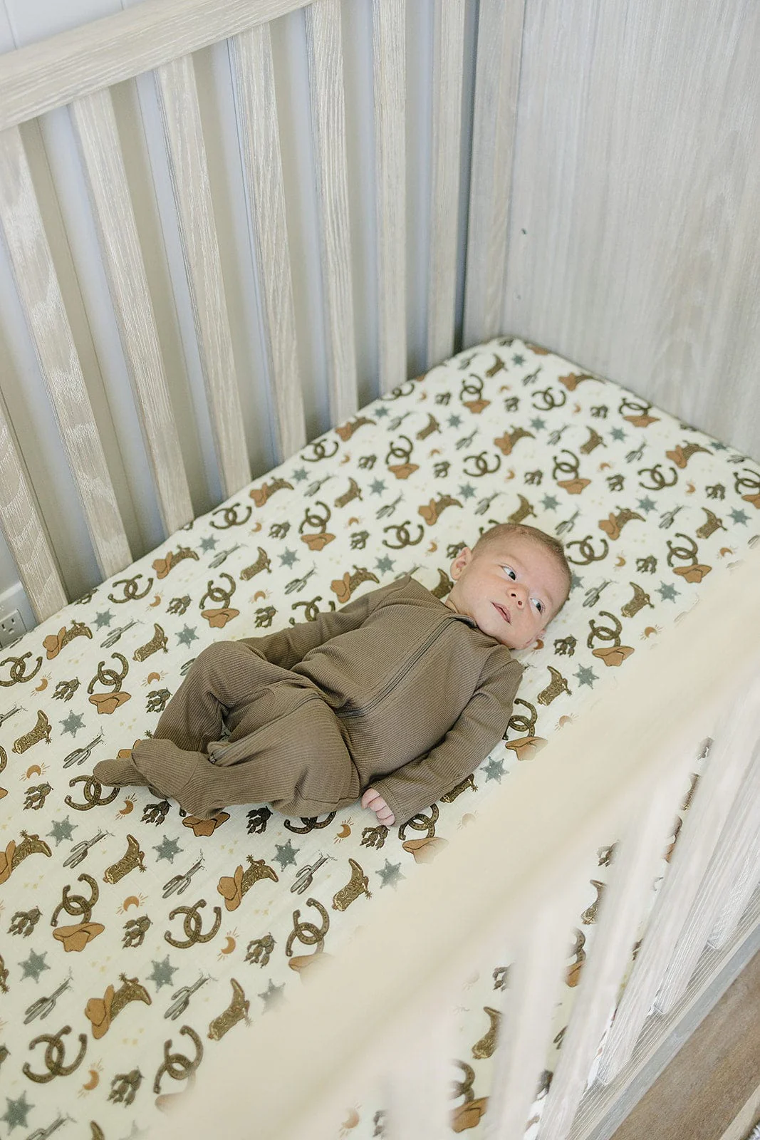 Outlaw Cowboy Muslin Crib Sheet - Image 4