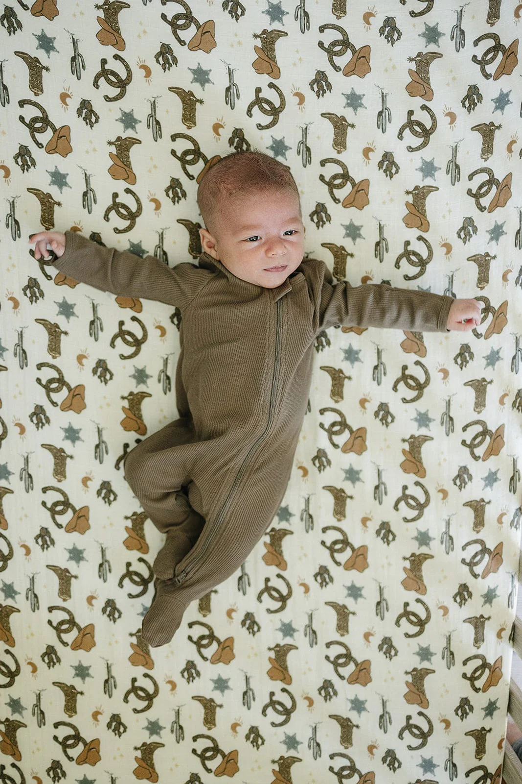 Outlaw Cowboy Muslin Crib Sheet - Image 7