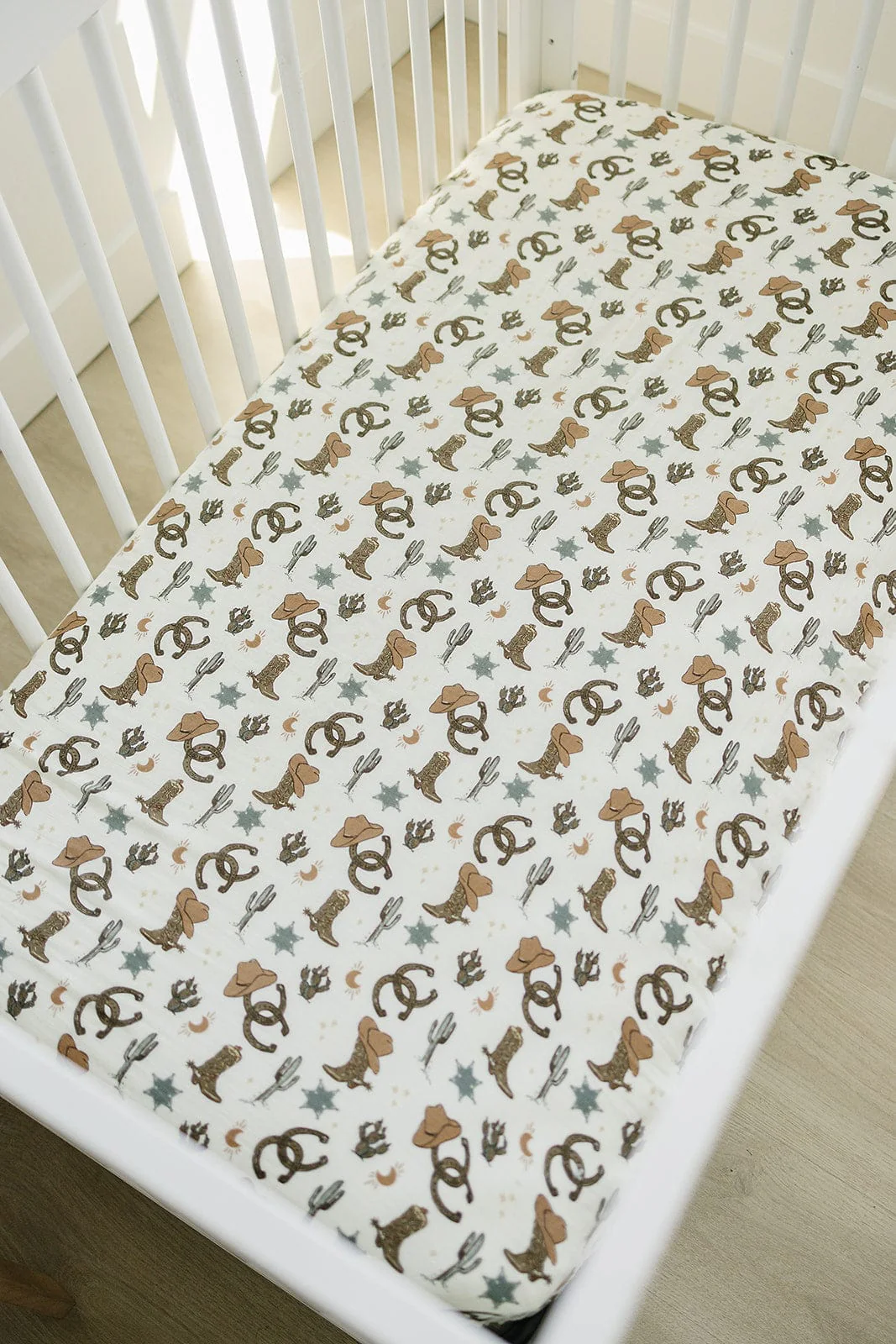 Outlaw Cowboy Muslin Crib Sheet - Image 8