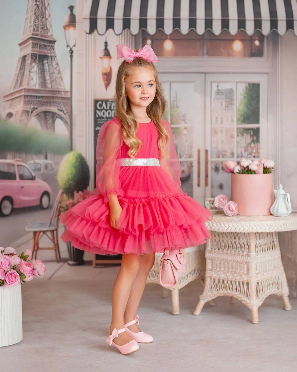 Parisian Rosé Tulle Party Dress - Image 6
