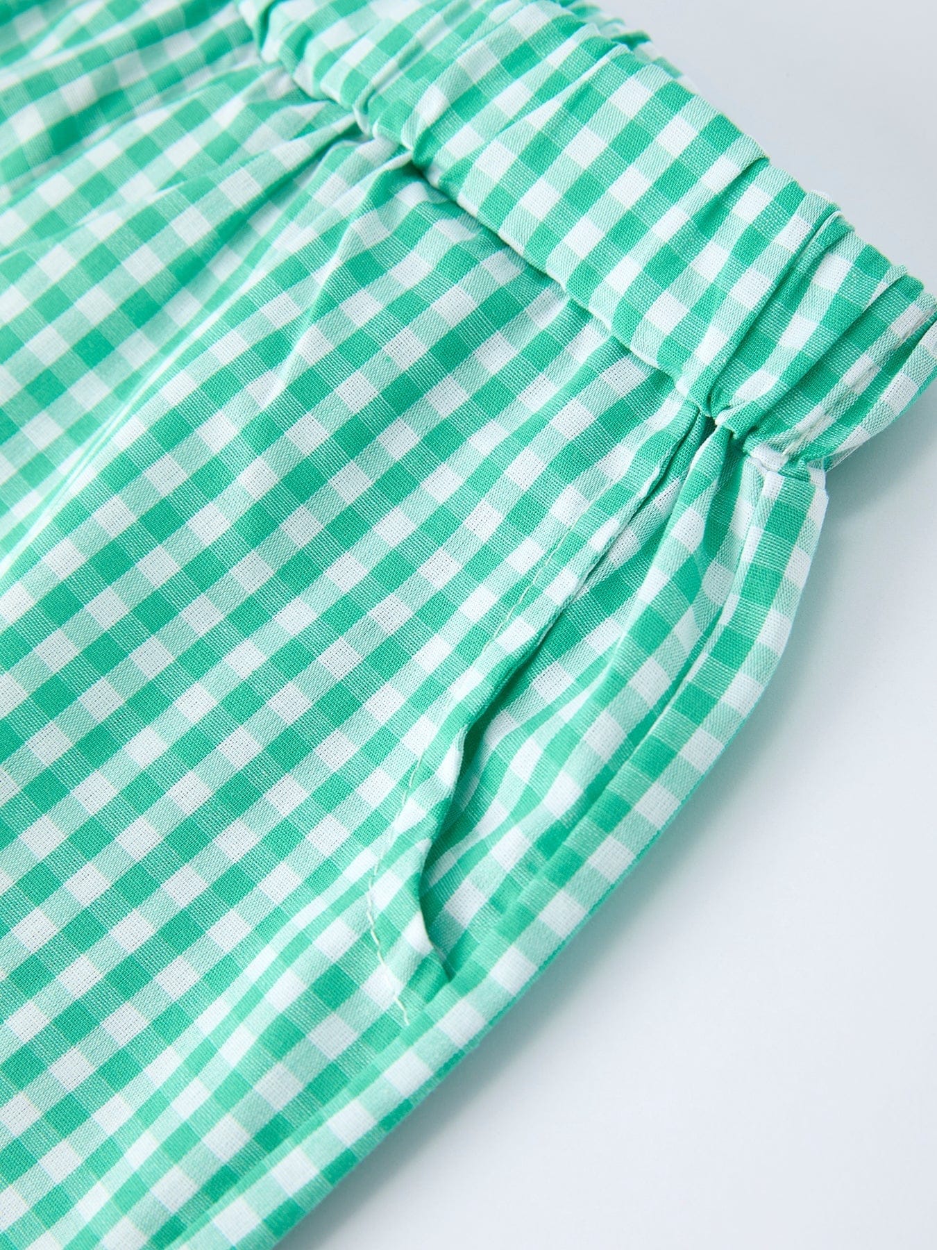 Pickle Ball Spring Gingham Embroidered Smocked Green Boys Shorts Set - Image 3