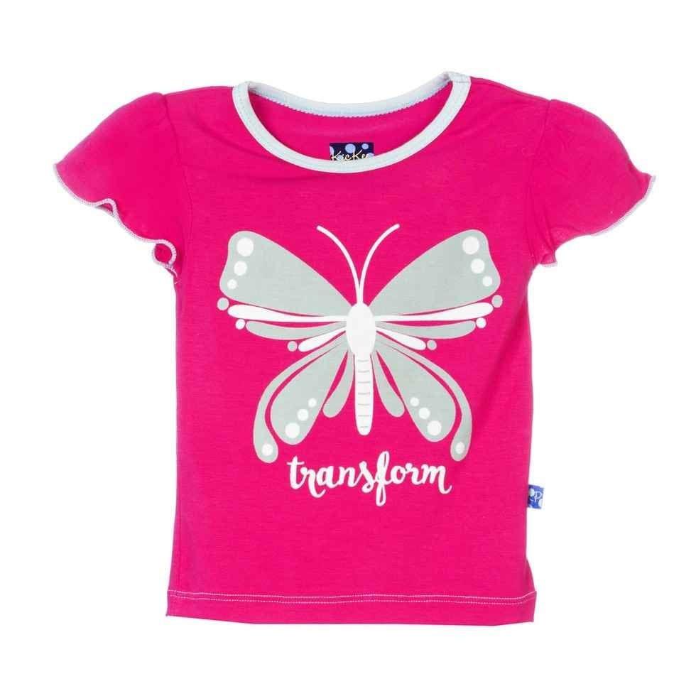 Print Bamboo Flutter Sleeve Tee, Transform