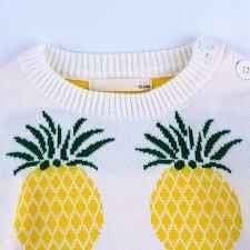 Pineapple Knit Pullover Sweater - White - Image 2