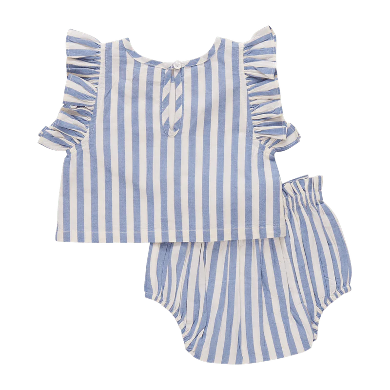 Cotton Abigail 2-Piece Set - Blue Stripe - Image 3