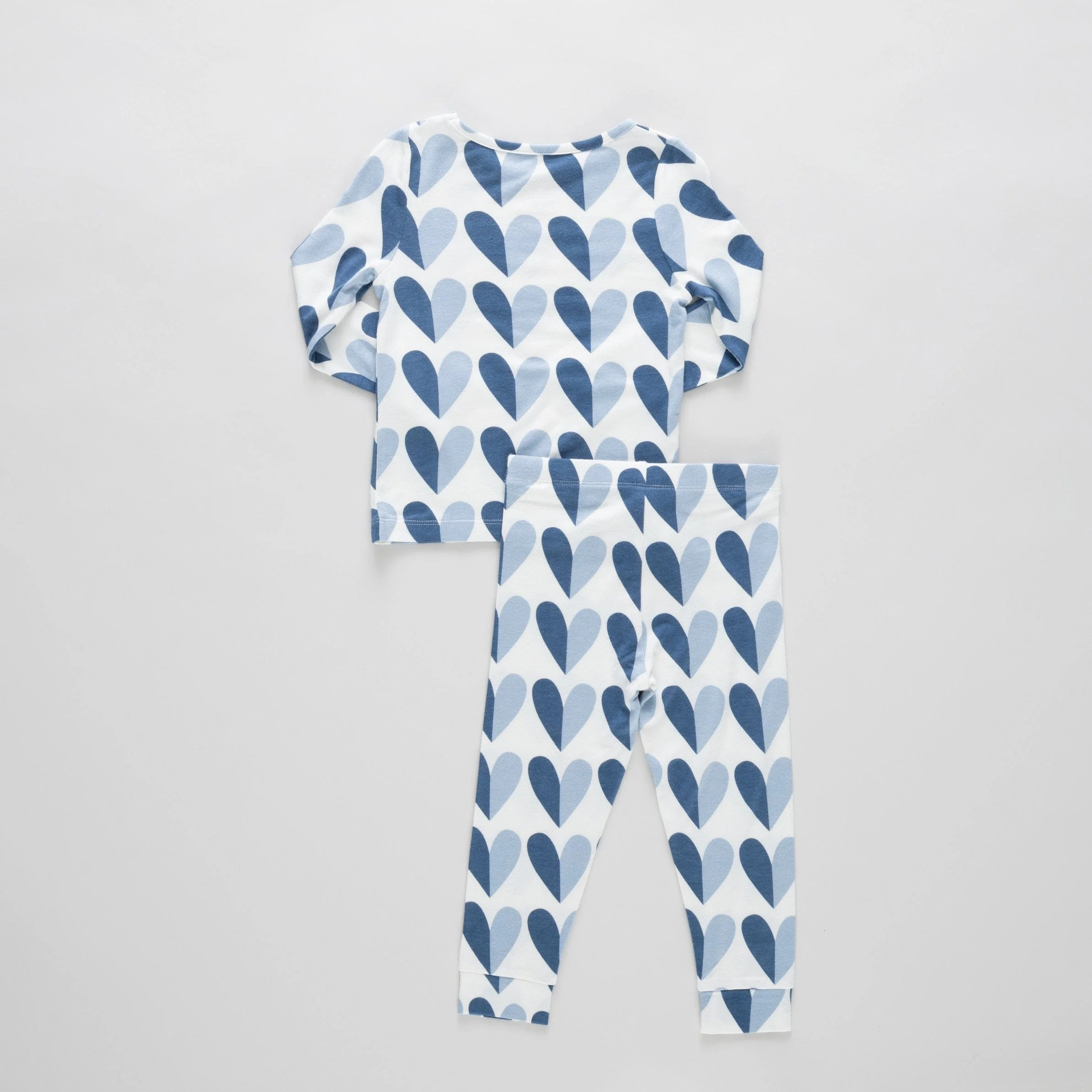 Bamboo Long Sleeve Pajama Set - Blue Half Hearts - Image 2