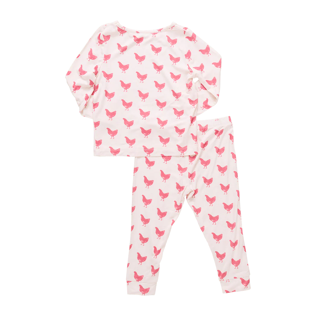 Bamboo Long Sleeve Pajama Set - Pink Chickens - Image 3