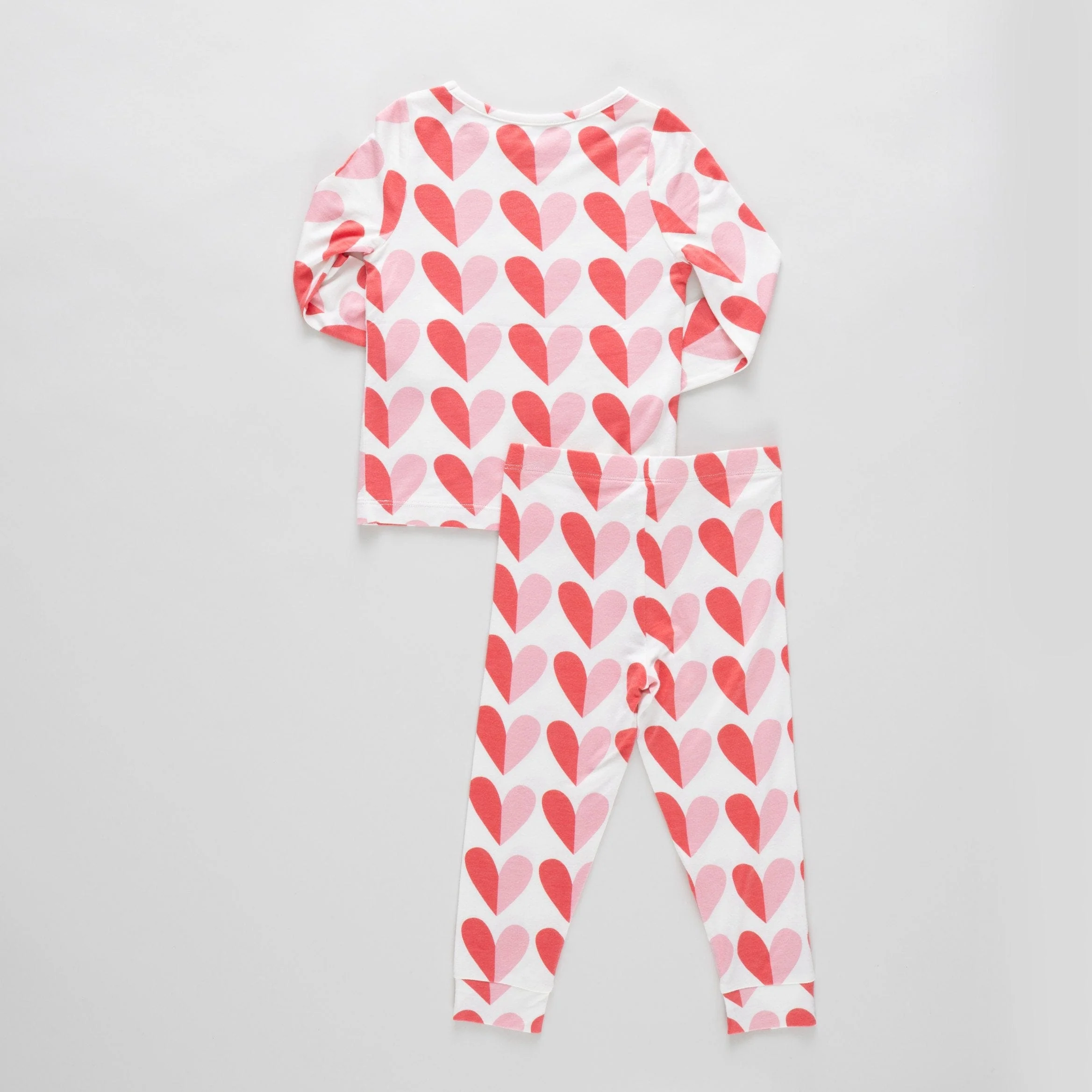 Bamboo Long Sleeve Pajama Set - Pink Half Hearts - Image 2