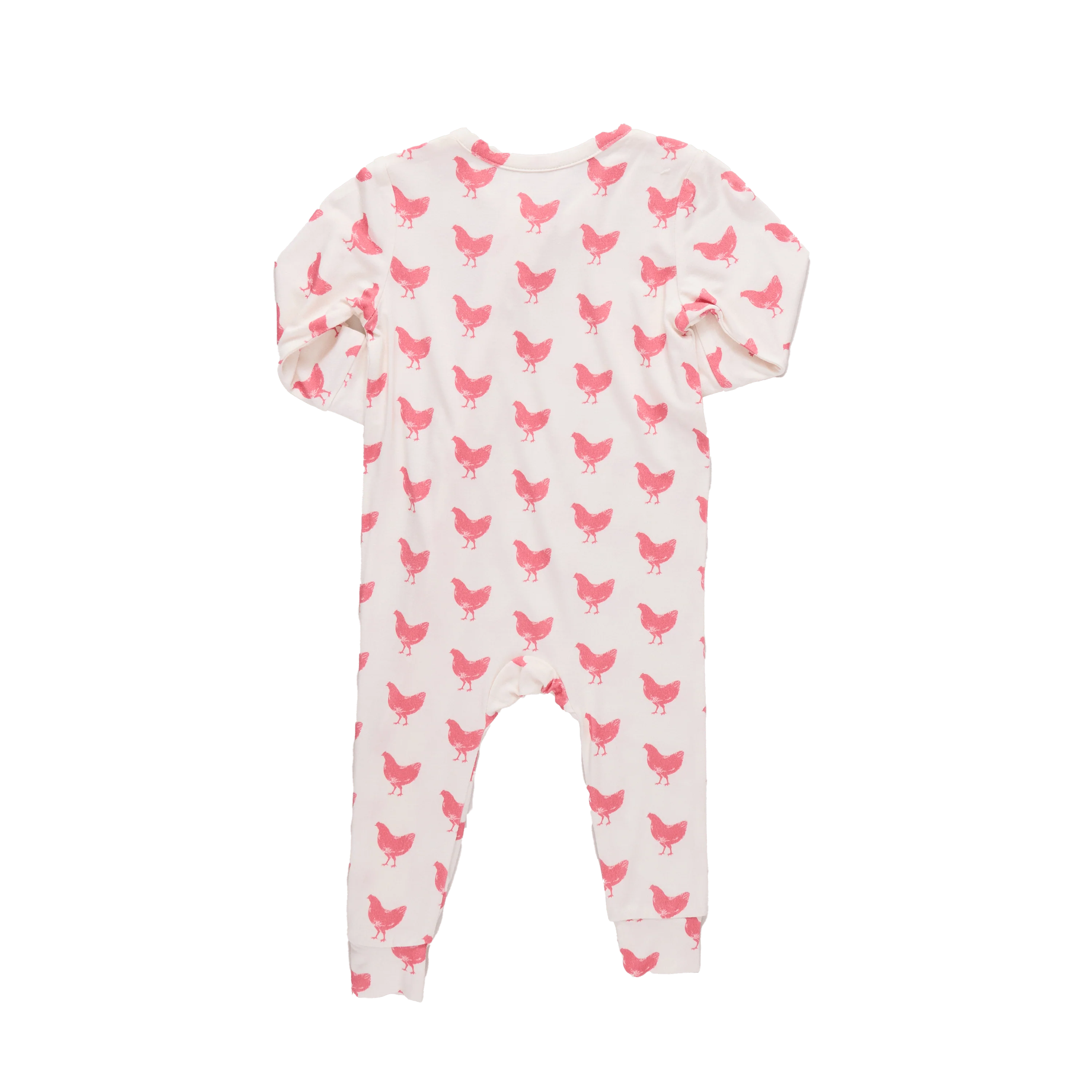 Bamboo Ruffle Convertible Footie Romper - Pink Chickens - Image 3