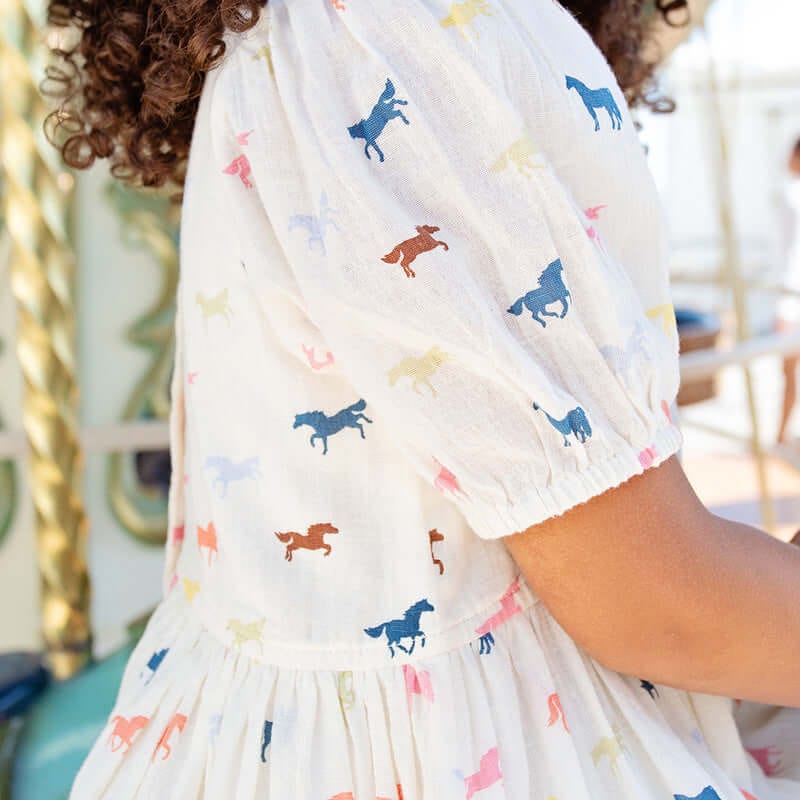 Cotton Charlie Dress - Multi Tiny Horses - Image 2