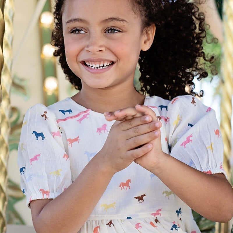 Cotton Charlie Dress - Multi Tiny Horses - Image 3
