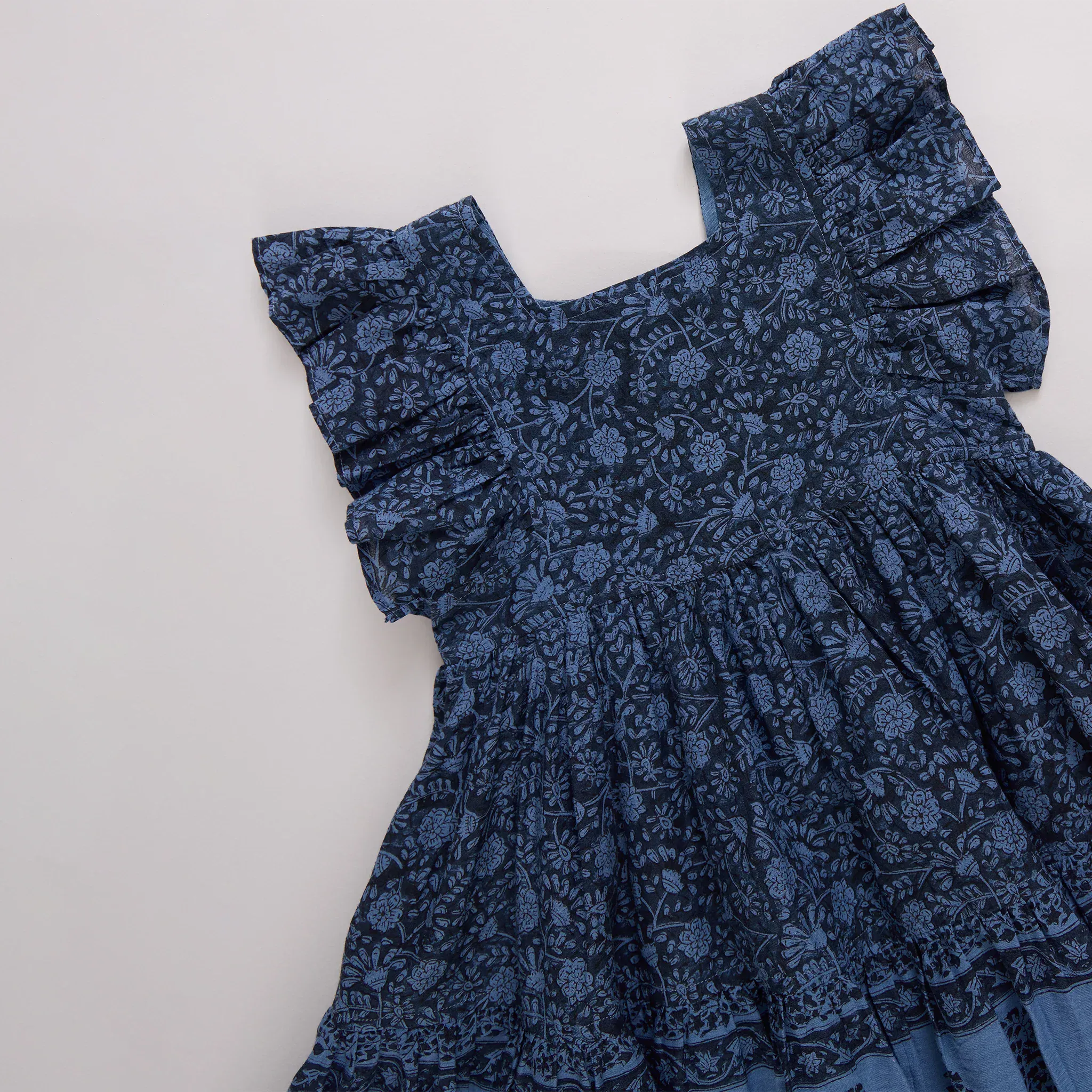 Cotton Elsie Dress - Stellar Blue Garden Floral - Image 3