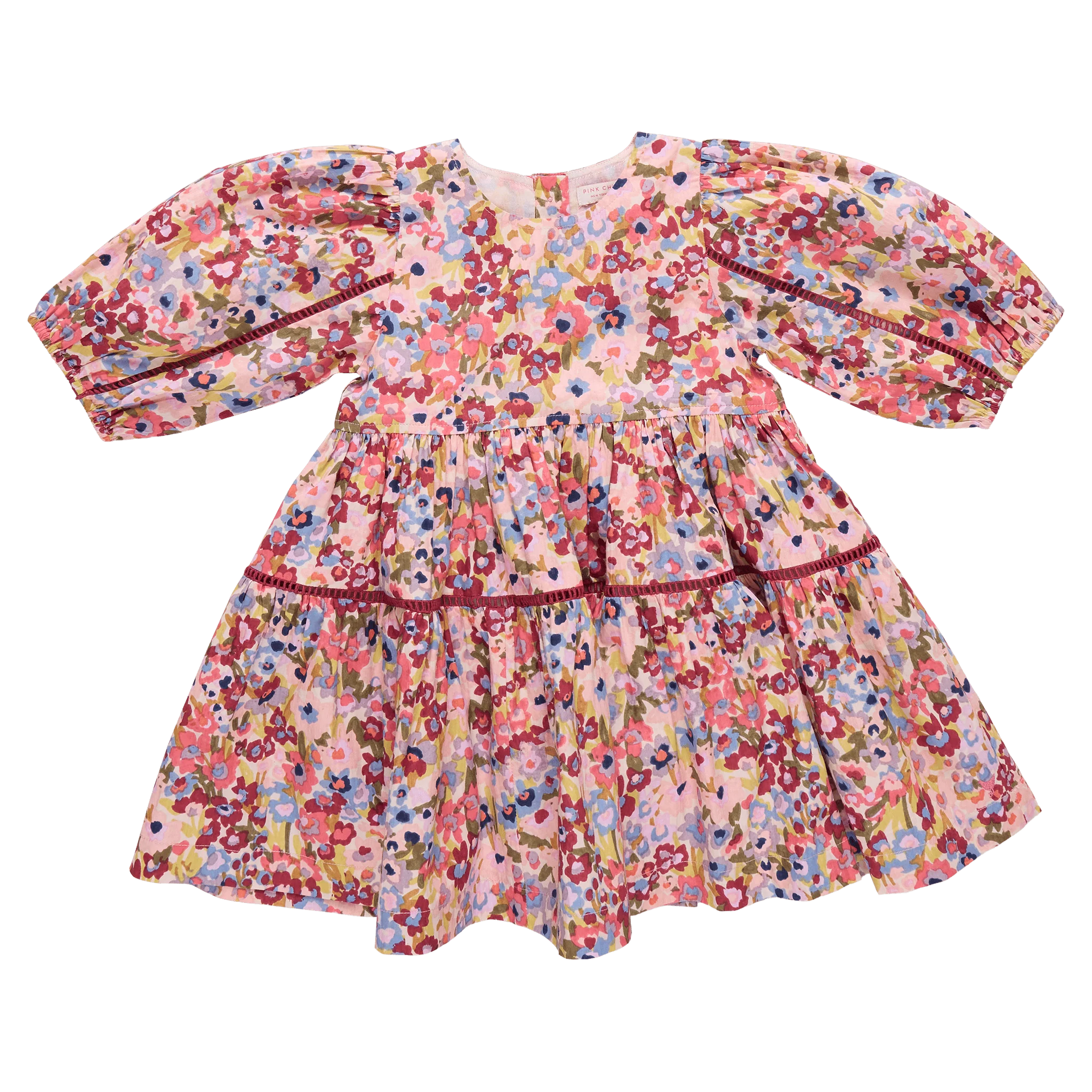 Cotton Maribelle Dress - Burgundy Sketched Floral