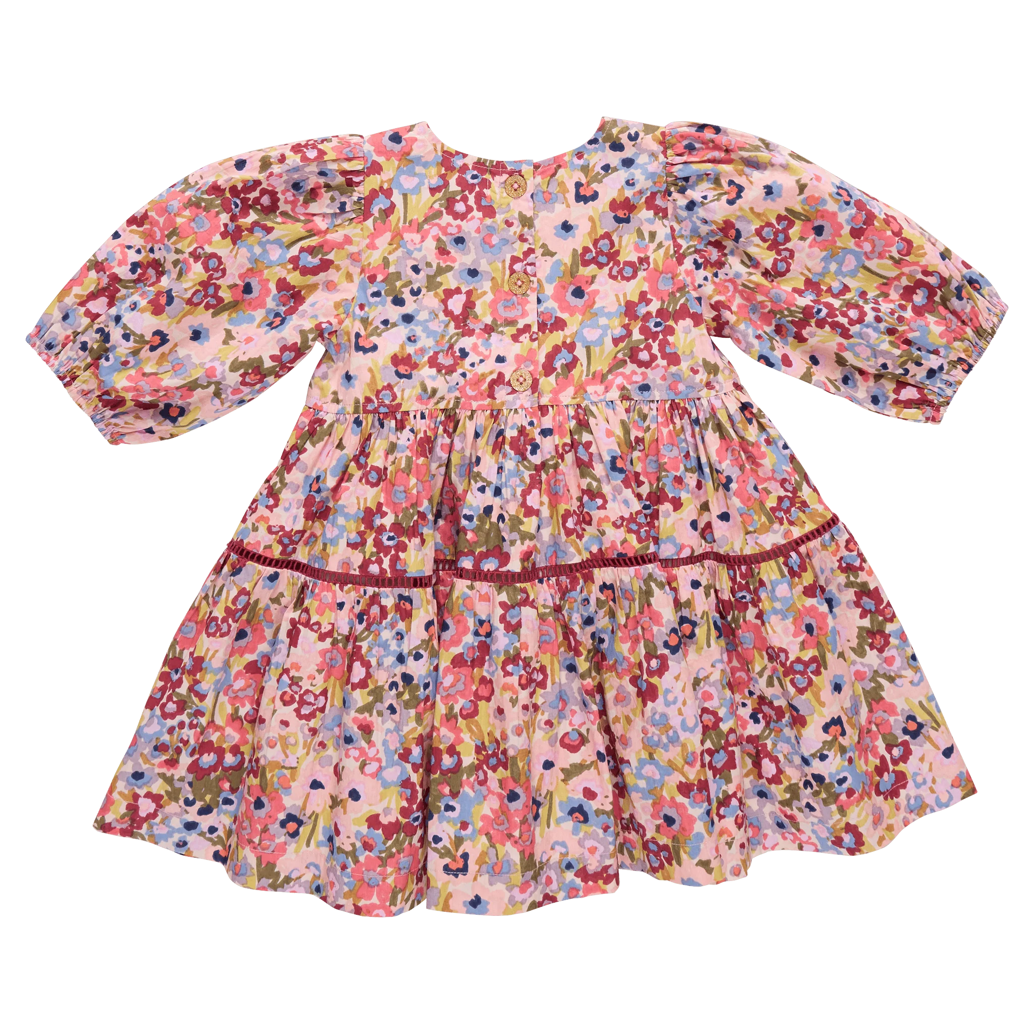 Cotton Maribelle Dress - Burgundy Sketched Floral - Image 2