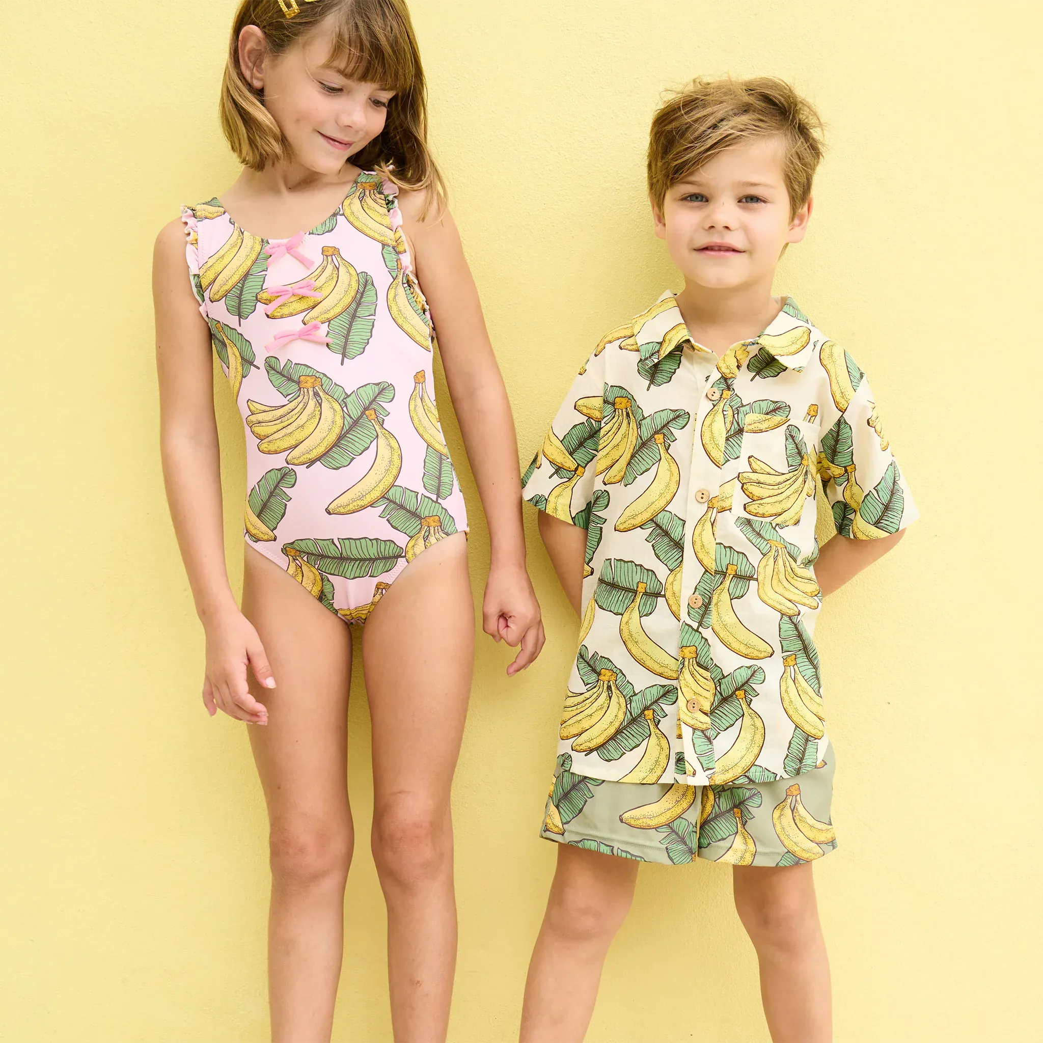 Cotton Short Sleeve Jack Shirt - Banana Leaves - Image 2
