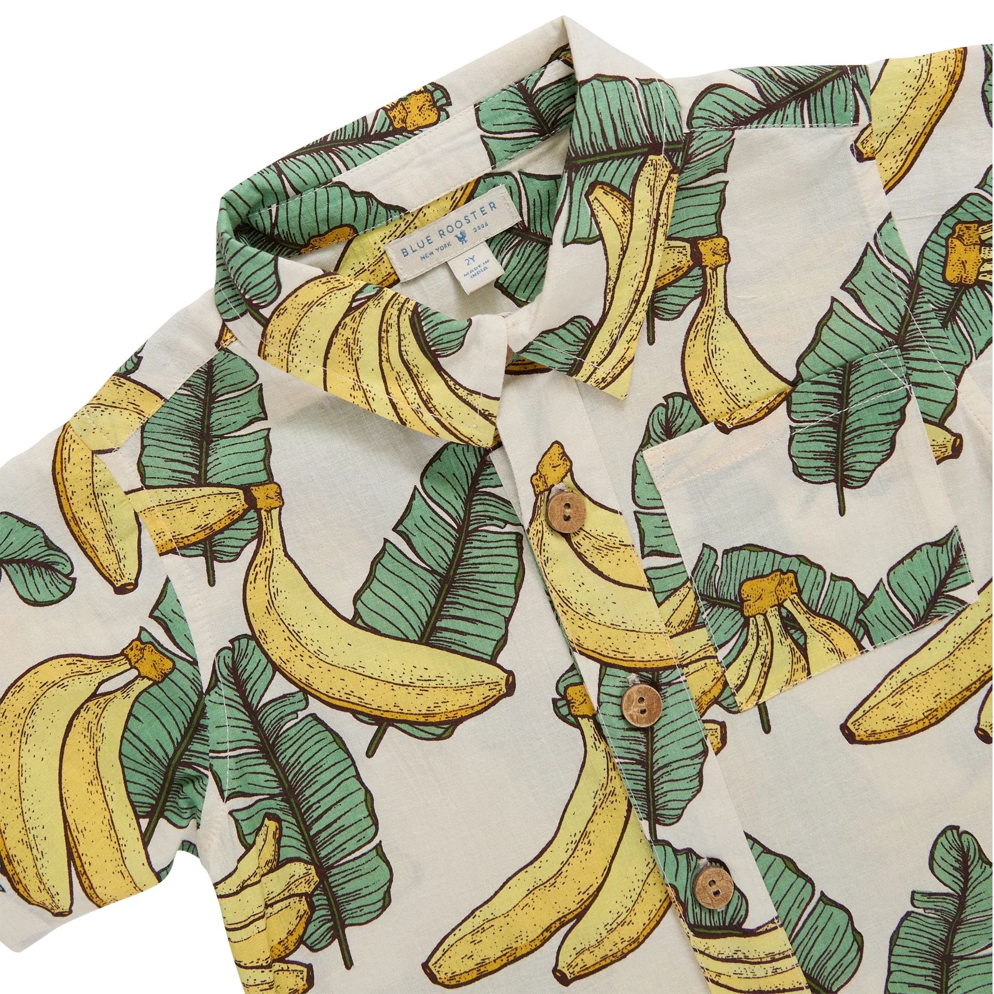 Cotton Short Sleeve Jack Shirt - Banana Leaves - Image 5