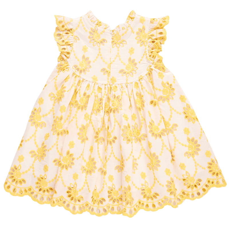 Cotton Cynthia Dress - Bright Yellow Eyelet - Image 5