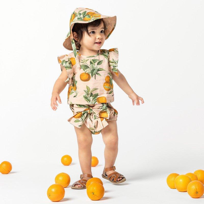 Girl's Abigail 2-Piece Set - Pink Botanicals Oranges - Image 3