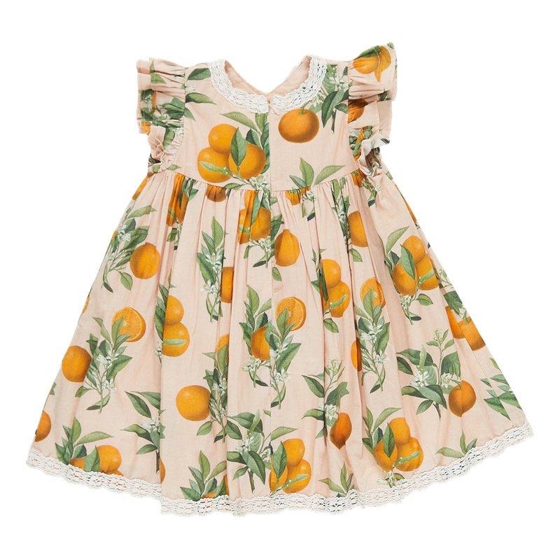 Girl's Katherine Dress - Pink Botanical Oranges - Image 2