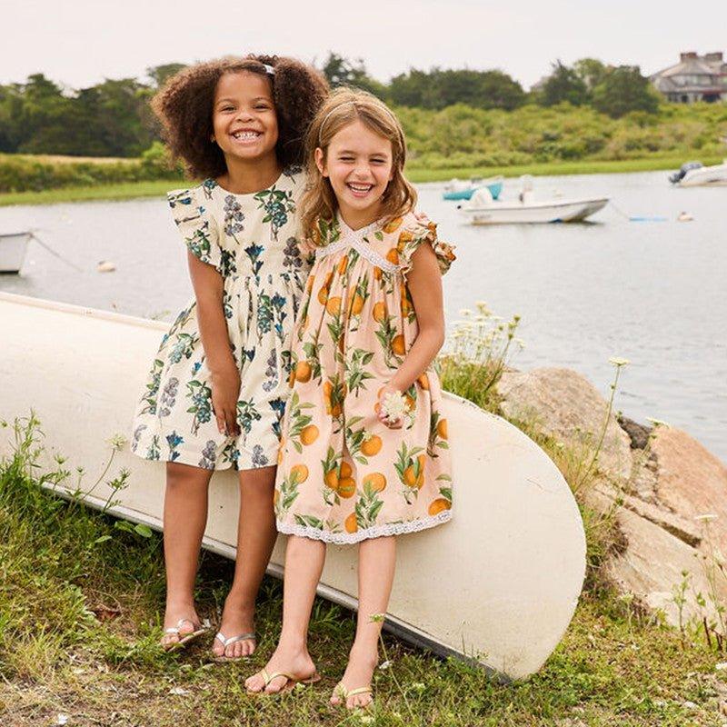 Girl's Katherine Dress - Pink Botanical Oranges - Image 3