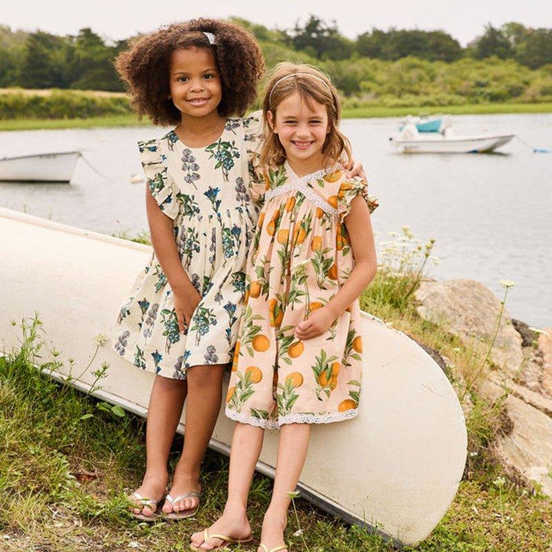 Girl's Katherine Dress - Pink Botanical Oranges - Image 4