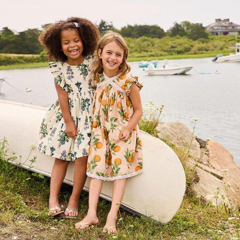 Girl's Katherine Dress - Pink Botanical Oranges - Image 5