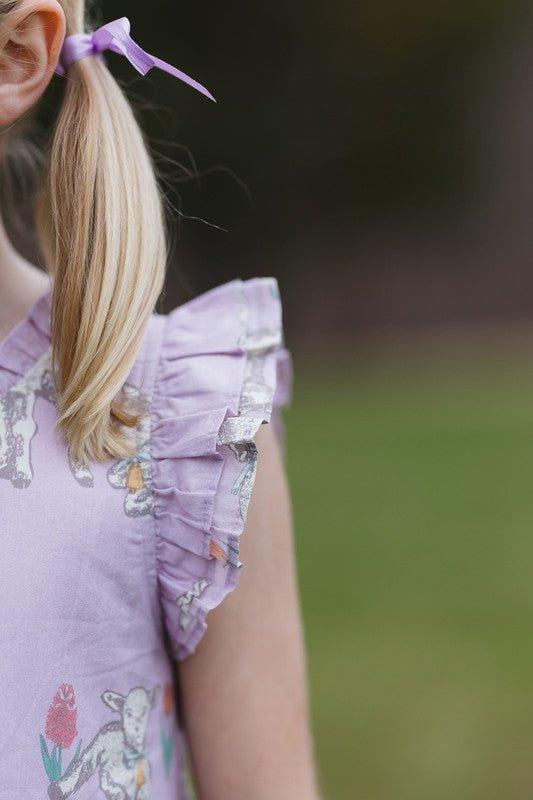 Girl's Leila Dress - Lavender Lambs - Image 3