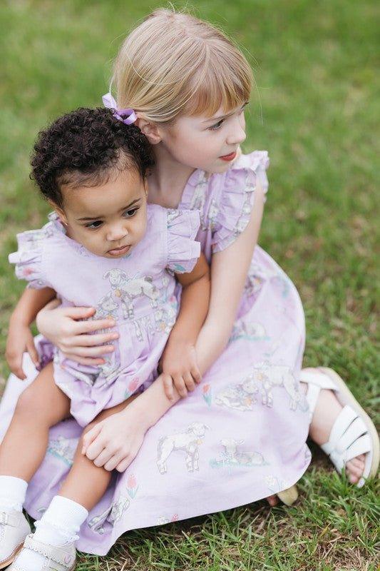 Girl's Leila Dress - Lavender Lambs - Image 4