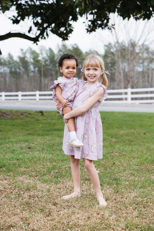 Girl's Leila Dress - Lavender Lambs - Image 5