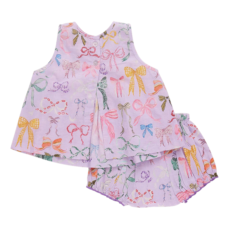 Cotton Jaipur 2-Piece Set - Lavender Watercolor Bows - Image 2