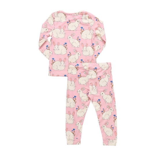 Bamboo Long Sleeve Pajama Set - Pink Bunnies - Image 5