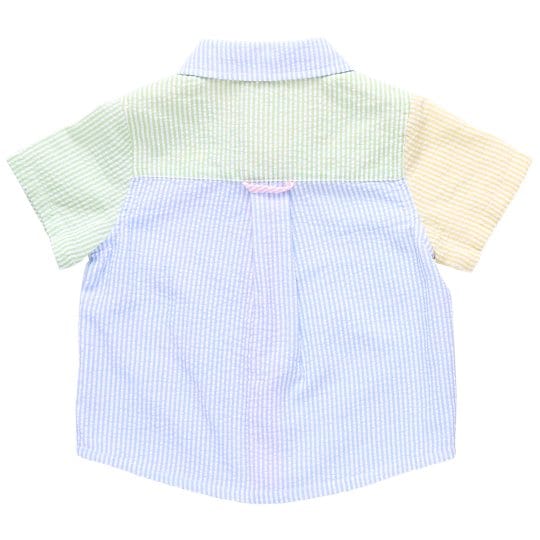 Short Sleeve Jack Shirt - Color Block Seersucker - Image 5