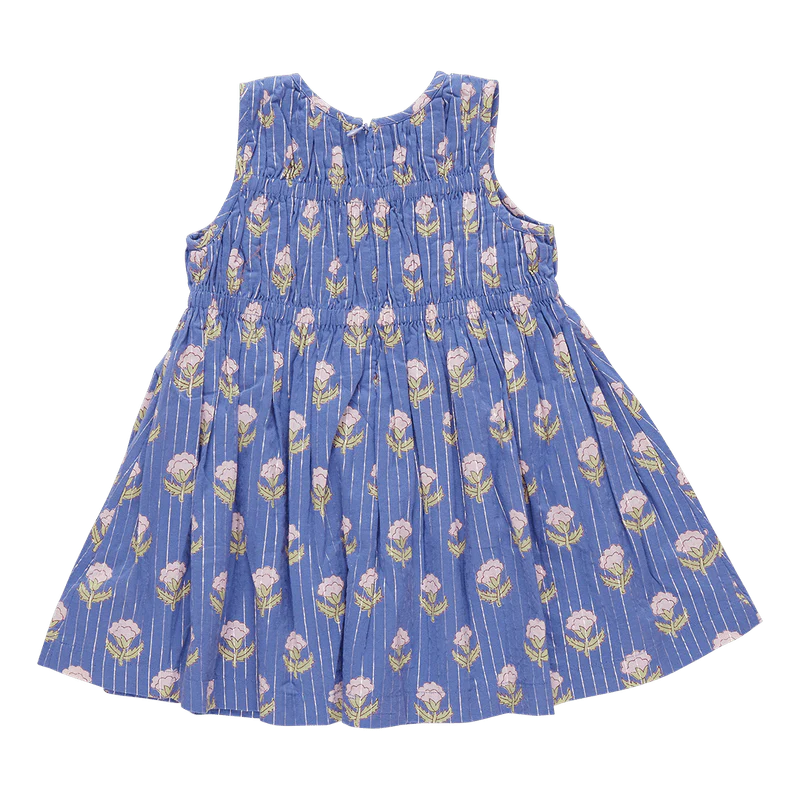 Cotton Sleeveless Waverly Dress - Periwinkle Small Bud - Image 4