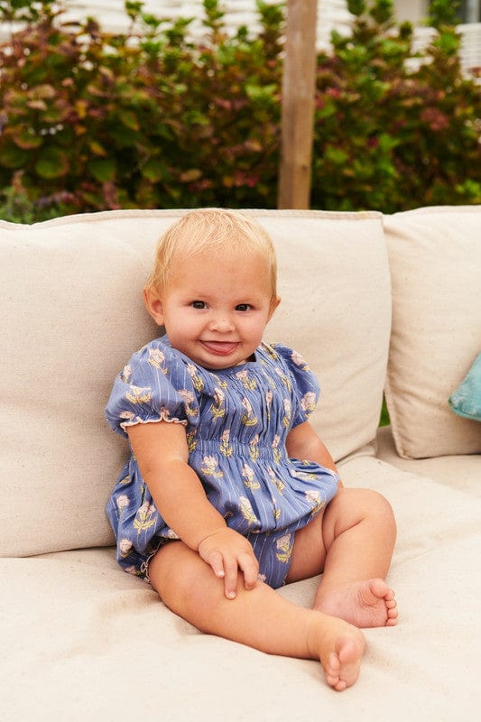 Cotton Waverly Bubble Romper - Periwinkle Small Bud - Image 2