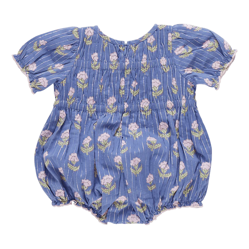 Cotton Waverly Bubble Romper - Periwinkle Small Bud - Image 3