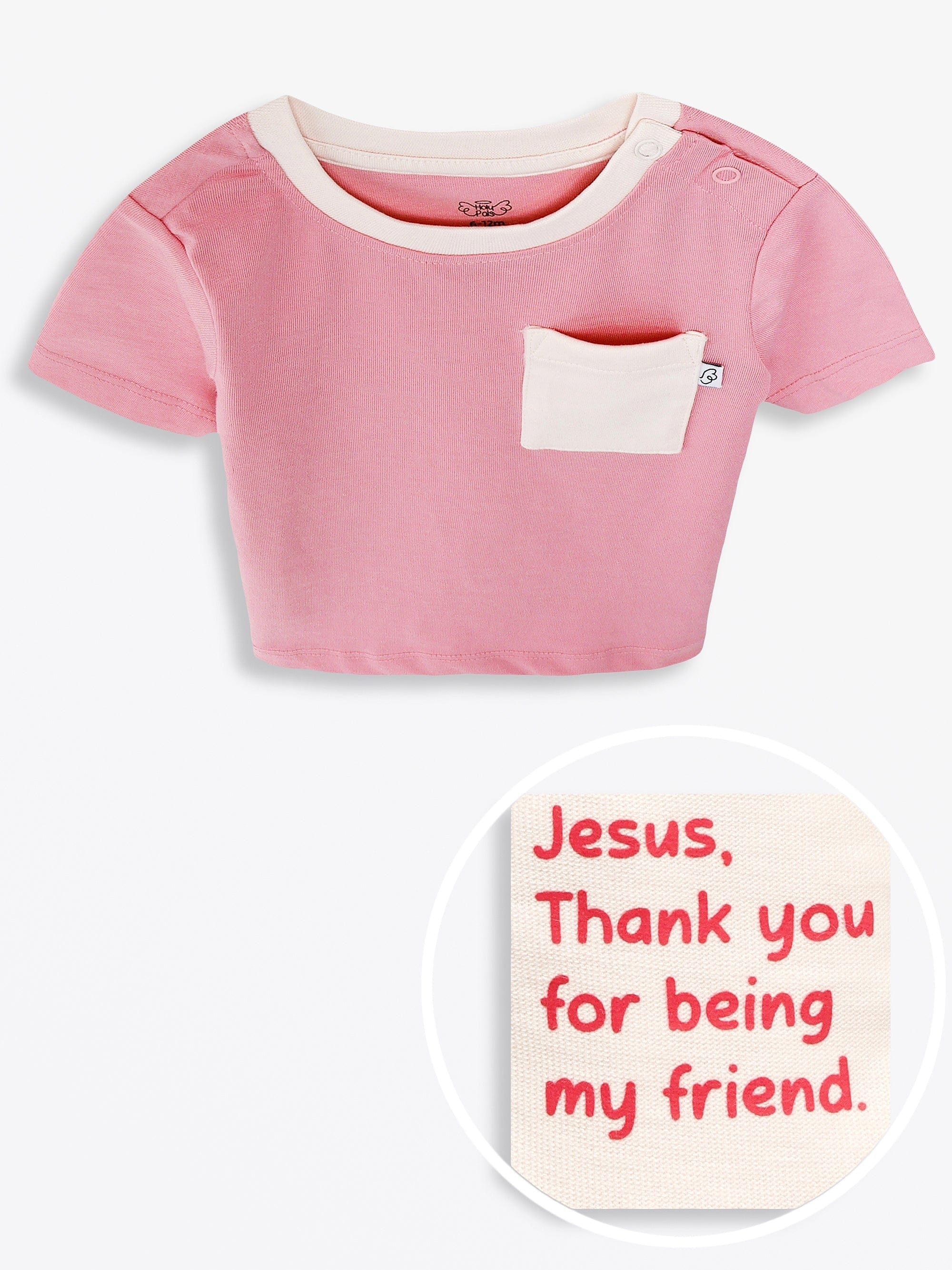 Pink Prayer Pocket Cotton Short Sleeve T-Shirt - Image 8