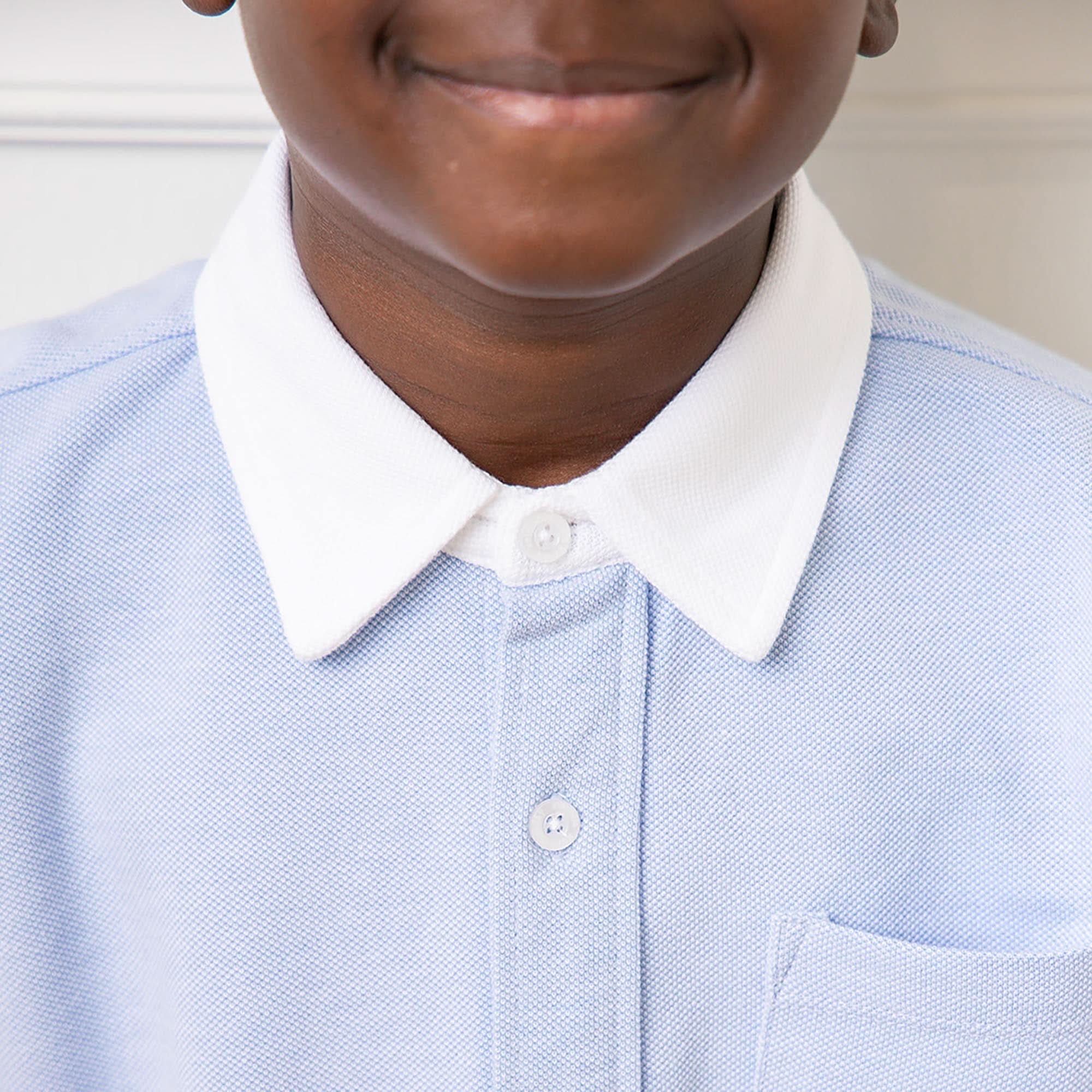Pique Organic Button Down Shirt - Light Blue with White Collar - Image 4