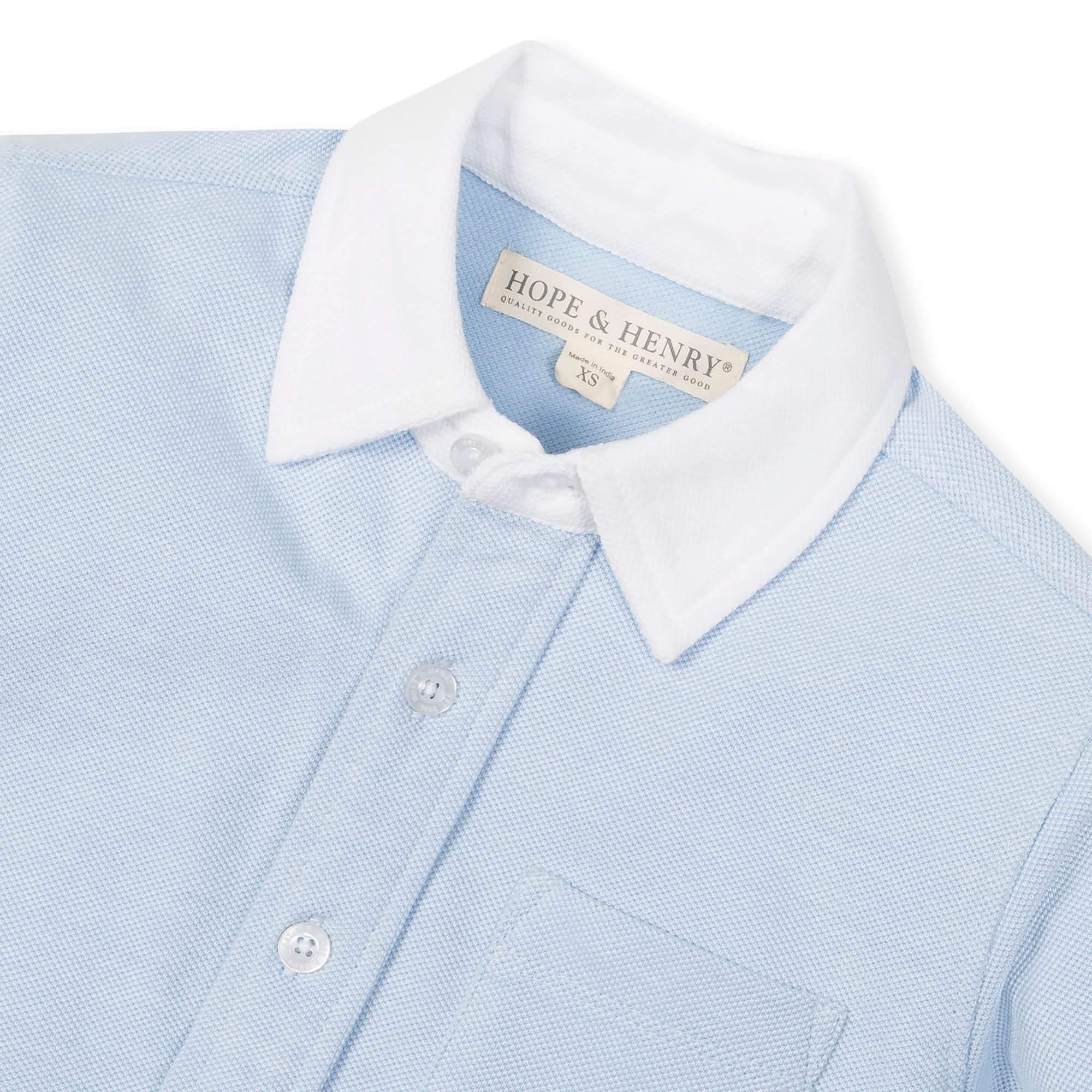 Pique Organic Button Down Shirt - Light Blue with White Collar - Image 5