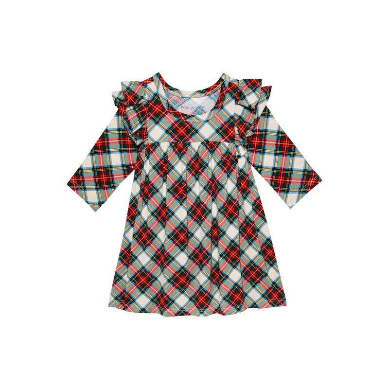 Bamboo 3/4 Sleeve Flutter Dress & Bloomer Outfit Set - Marqui (Plaid) - Image 2
