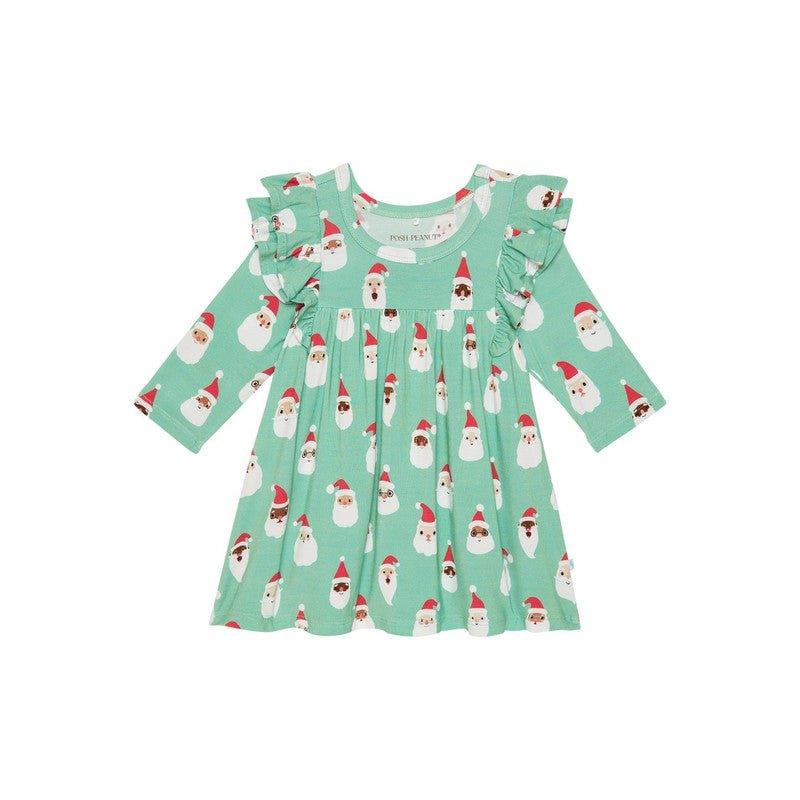 Bamboo 3/4 Sleeve Flutter Dress & Bloomer Outfit Set - Santa Medley - Image 2