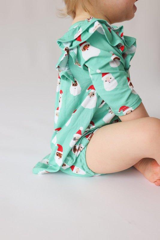 Bamboo 3/4 Sleeve Flutter Dress & Bloomer Outfit Set - Santa Medley - Image 4
