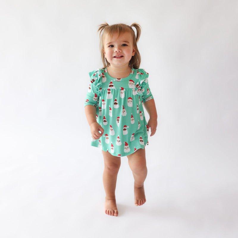 Bamboo 3/4 Sleeve Flutter Dress & Bloomer Outfit Set - Santa Medley - Image 5