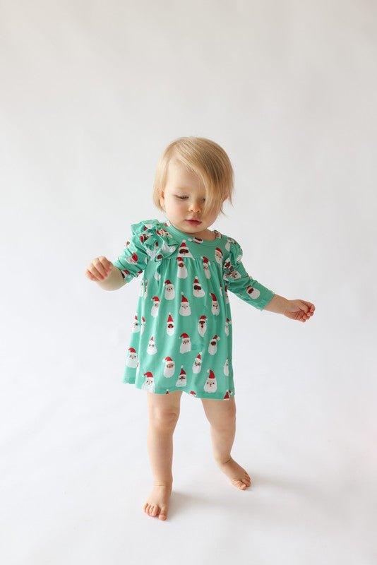 Bamboo 3/4 Sleeve Flutter Dress & Bloomer Outfit Set - Santa Medley - Image 6