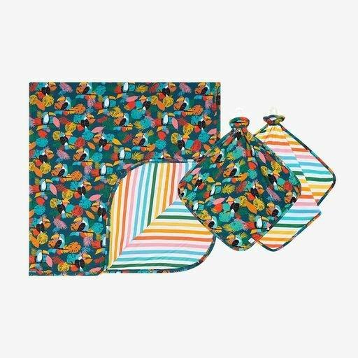 Baby Bamboo Patoo and Lovey Blanket Set, Rio (Toucans) & Tropical Stripe - One Size