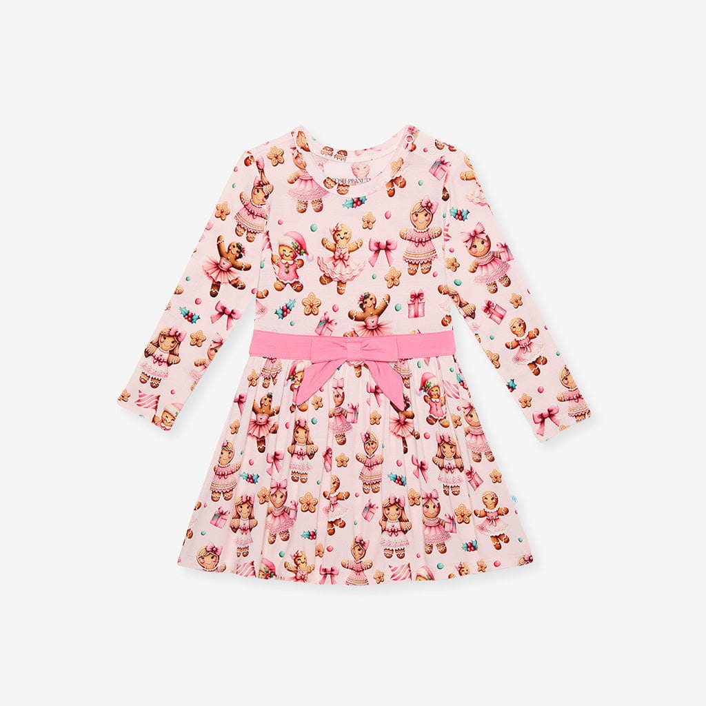 Bamboo Bow Twirl Bodysuit Dress - Ginger Posh (Gingerbread Cookies) - Image 2