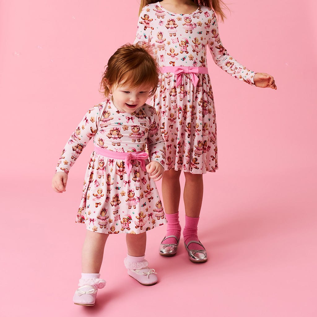 Bamboo Bow Twirl Bodysuit Dress - Ginger Posh (Gingerbread Cookies) - Image 3