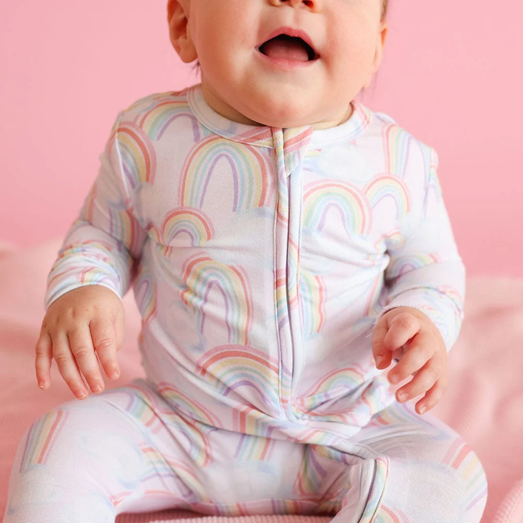 Bamboo Convertible Footie Romper - April (Rainbows) - Image 2