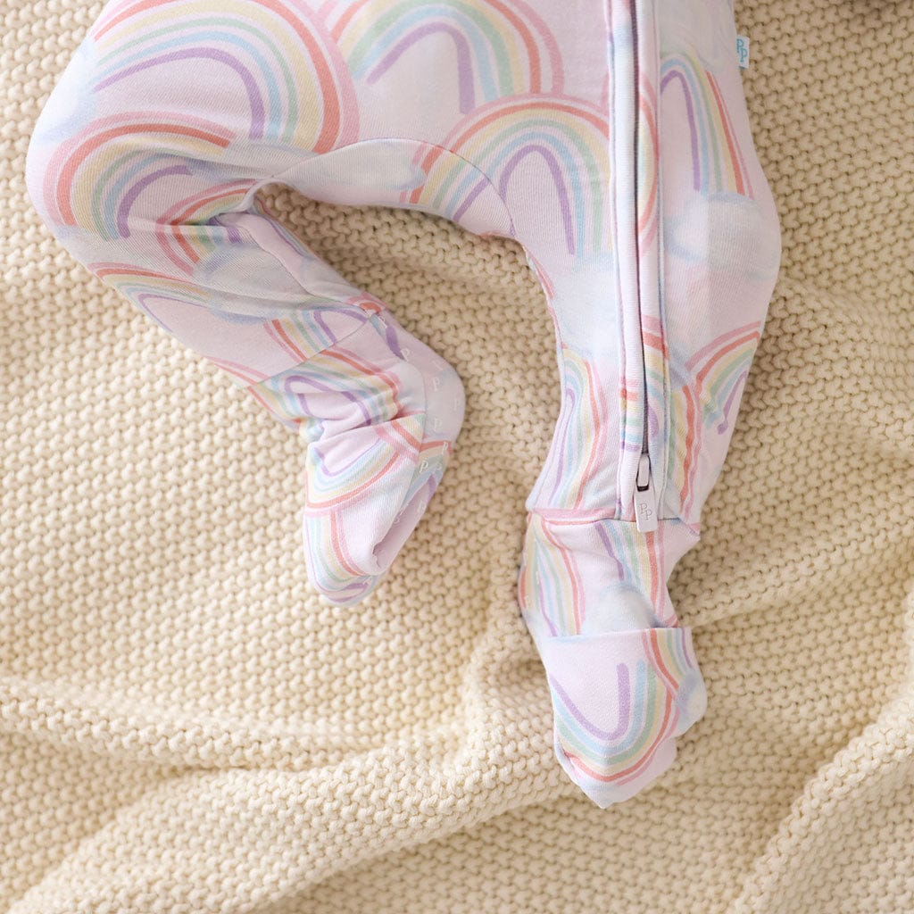 Bamboo Convertible Footie Romper - April (Rainbows) - Image 4